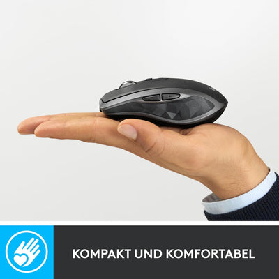 Logitech MX Anywhere 2S Bluetooth Edition kabellose Maus, mehrere Oberflächen, superschnelles Scroll