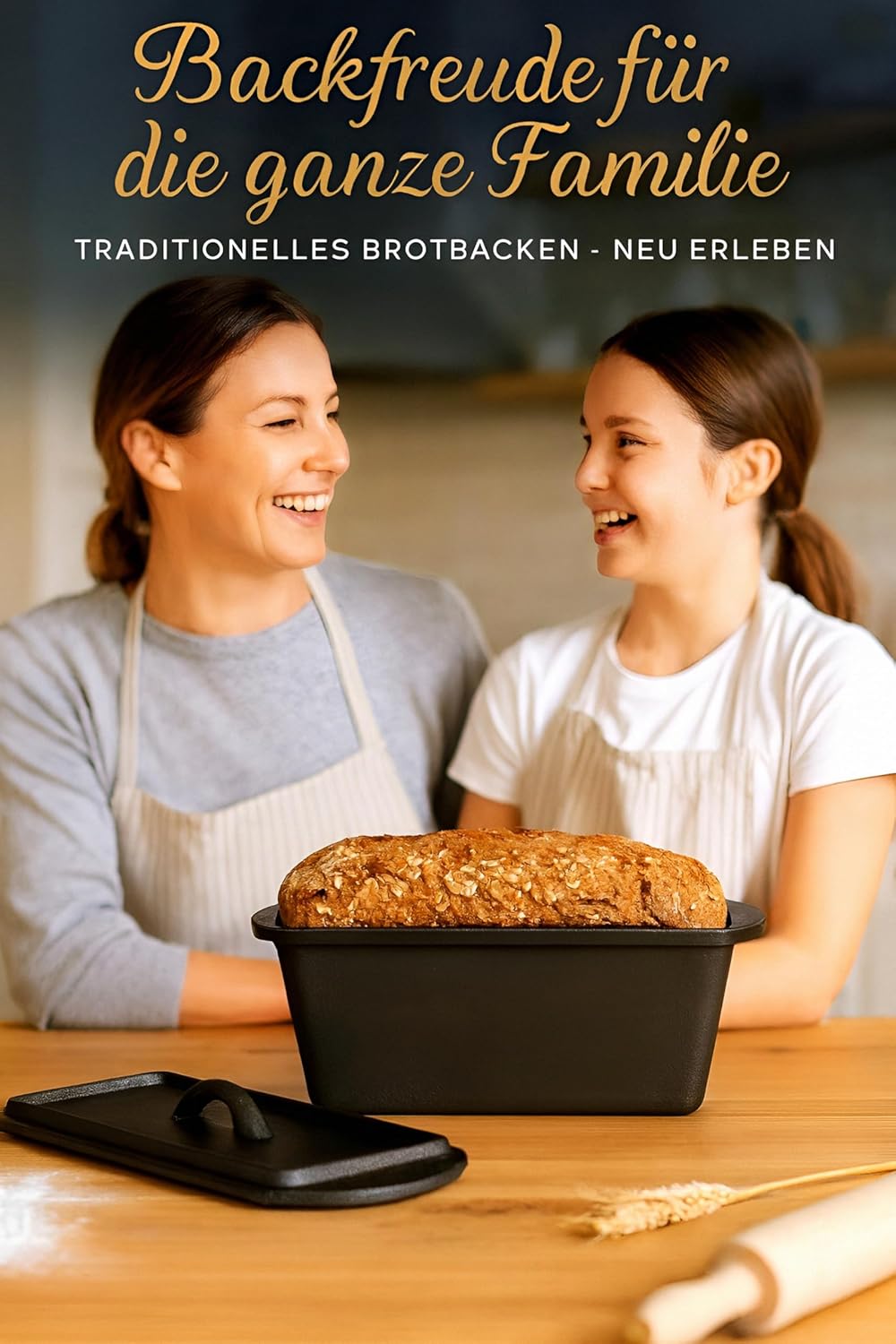 Brotbackform mit Deckel Gusseisen 3L – 28cm – Rechteckiger Bräter für Kastenbrot & Sauerteig, geeign