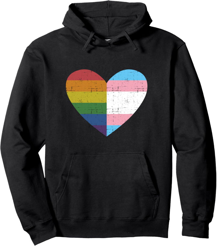 Herz mit Regenbogen und Transgender Fahne für LGBT Pullover Hoodie