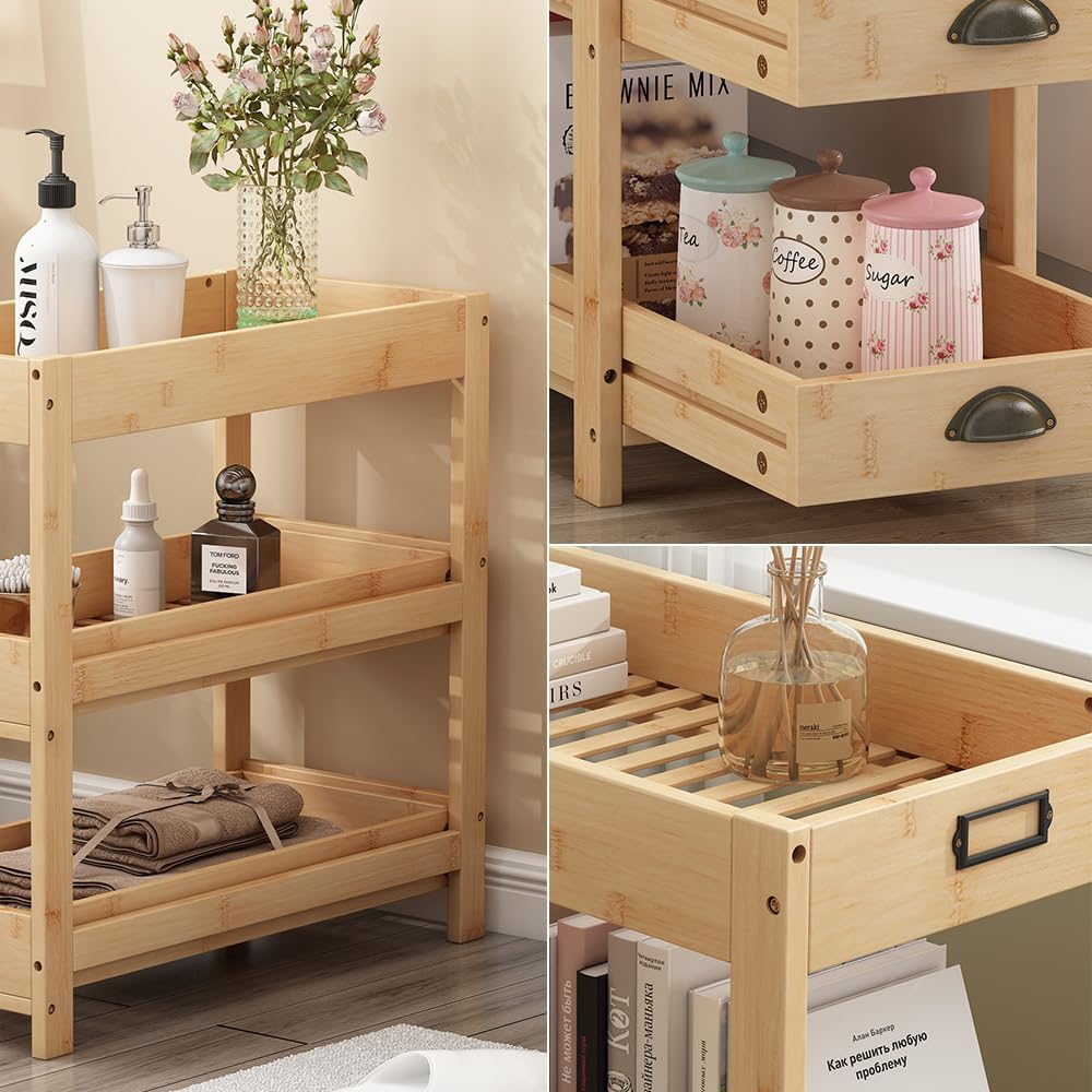 Vicco Aufbewahrungsregal Legum, Stauraumregal, Bambus, 66 x 66 cm mit 3 Ablagen Braun mit 3 Ablagen,