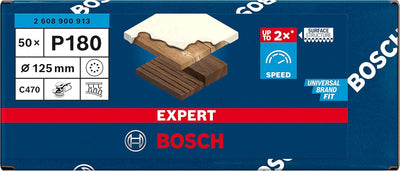 Bosch Accessories 50x Schleifpapier Expert C470 mit 8 Löchern (für Hartholz, Farbe auf Holz, Ø 125 m