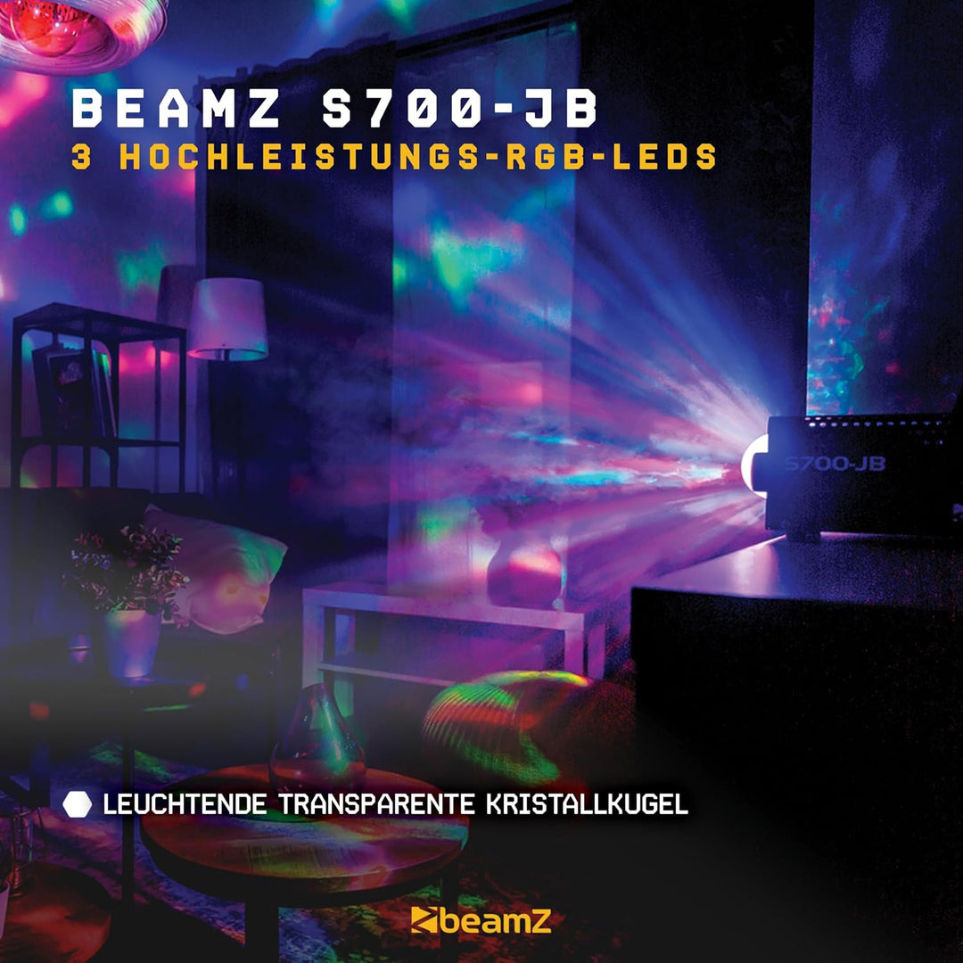 BeamZ S700-JB Kompakte 700-Watt-Nebelmaschine mit Fernbedienung, Rauchmaschine mit Lichteffekt, Smok