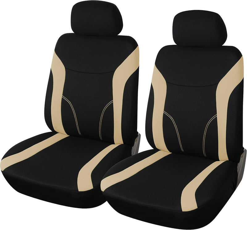 Upgrade4cars Auto-Sitzbezüge Vordersitze Beige Schwarz | Auto-Sitzschoner Set Universal für Fahrersi