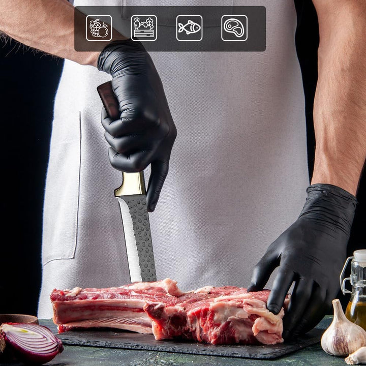 KEPEAK Profi Schlachtermesser 3-Teilig Metzgermesser Set-Filetiermesser &amp; Hackmesser &amp; Schälmesser e
