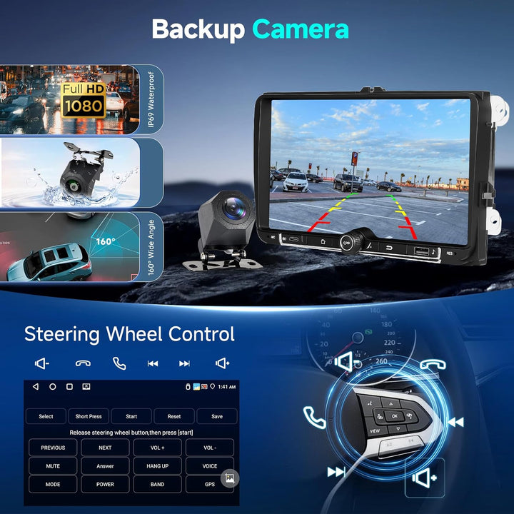 Hodozzy 4G+64G Android Autoradio für VW Seat Altea Toledo Leon Skoda Fabia Passat mit Wireless Carpl
