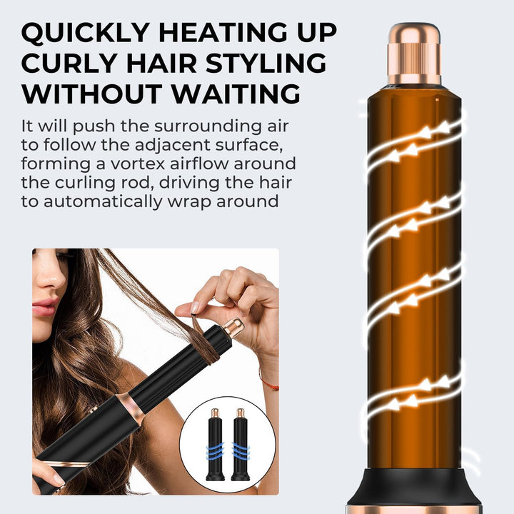 UKLISS Haarstyler 5 in 1, Warmluftbürste Set mit Rundbürstenföhn Airflow Lockenstab Automatisch Ther