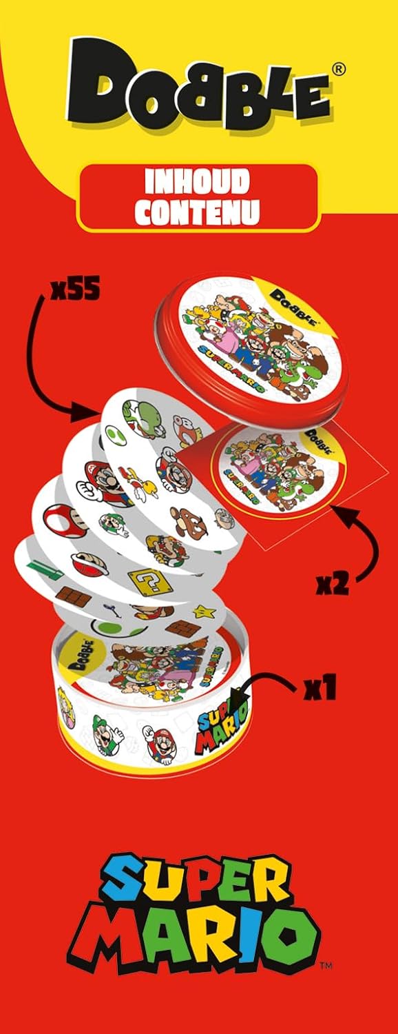 Asmodee - Dobble: Super Mario – Gesellschaftsspiele – Kartenspiel – Spiel für Kinder, Erwachsene und