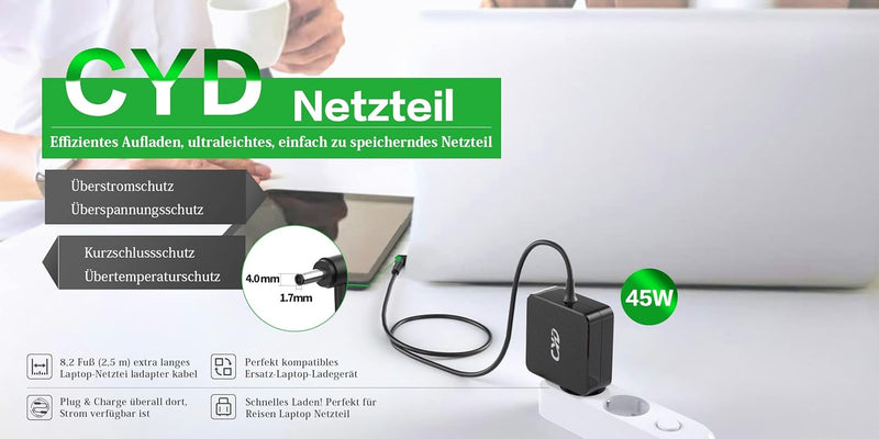 CYD 20V 2.25A 45W Ladegerät-Netzteil für Lenovo-Laptop-Ladekabel Ideapad 120s 710s 720s 310-15ISK 32