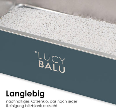 LucyBalu® Edelstahl Katzenklo geruchsfrei | grosse Katzentoilette aus Edelstahl | offenes Katzenklo
