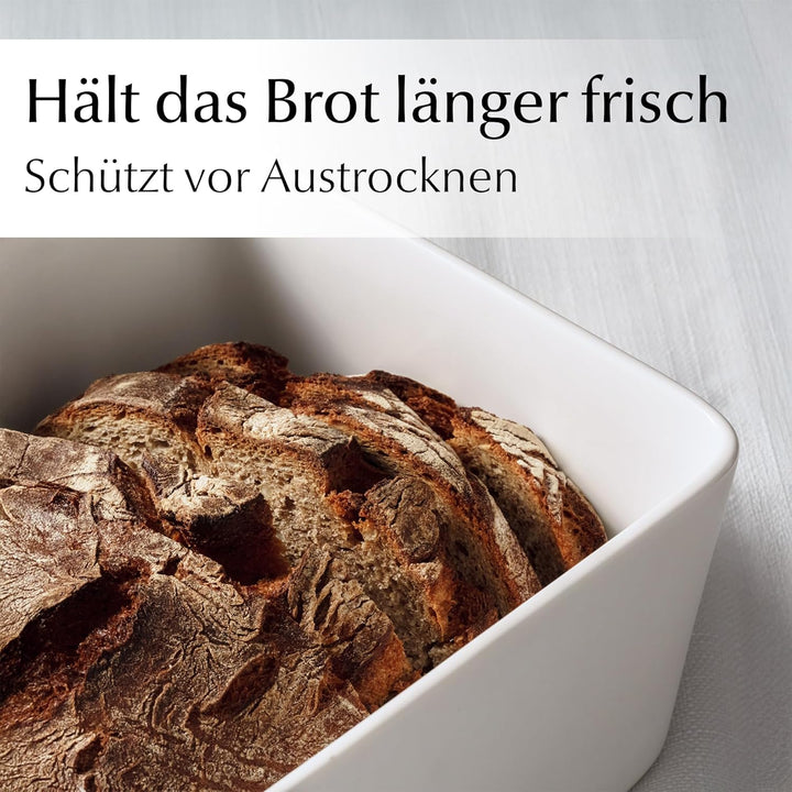 MIAMIO – Brotkasten mit Bambusdeckel/Brotkasten Keramik, Brotbox mit Holzdeckel verwendbar als Schne