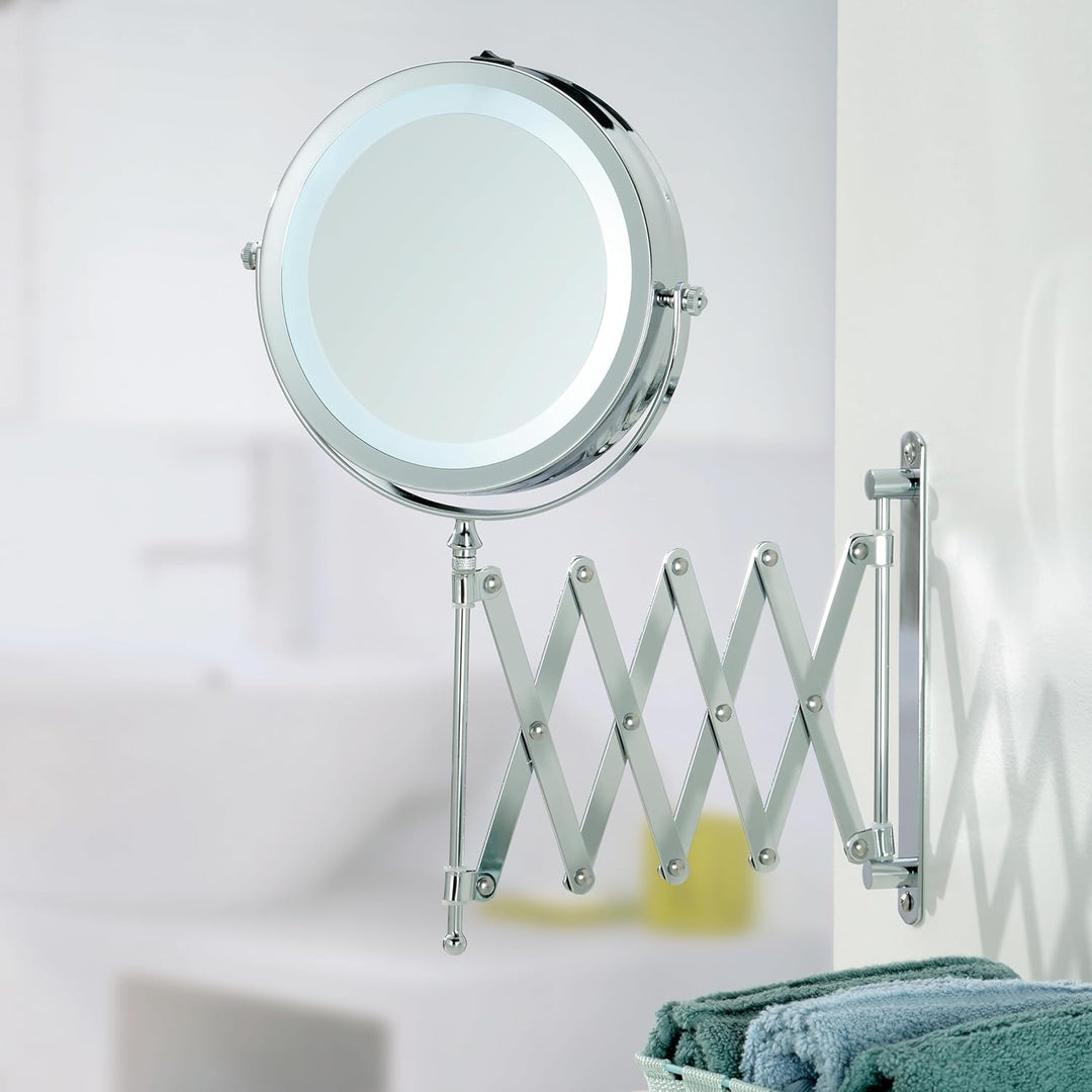 kela Wandspiegel Avita, Ø 18,5 cm, Metall, silber glänzend, ausziehbar, 1-/5-fach Vergrösserung, 208