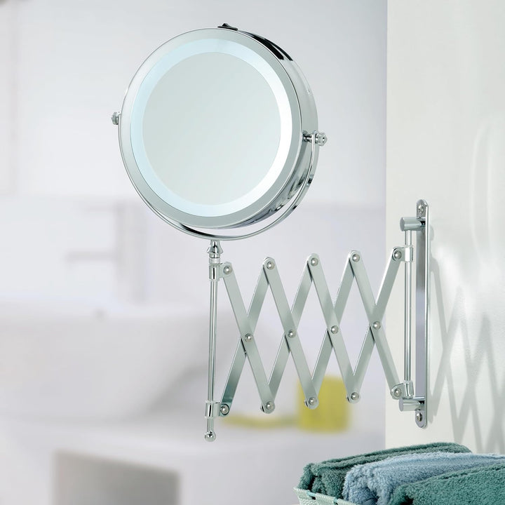 kela Wandspiegel Avita, Ø 18,5 cm, Metall, silber glänzend, ausziehbar, 1-/5-fach Vergrösserung, 208