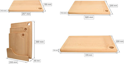 KOTARBAU® 3-tlg. Satz Schneidebretter Holzbretter zum Schneiden mit Ständer