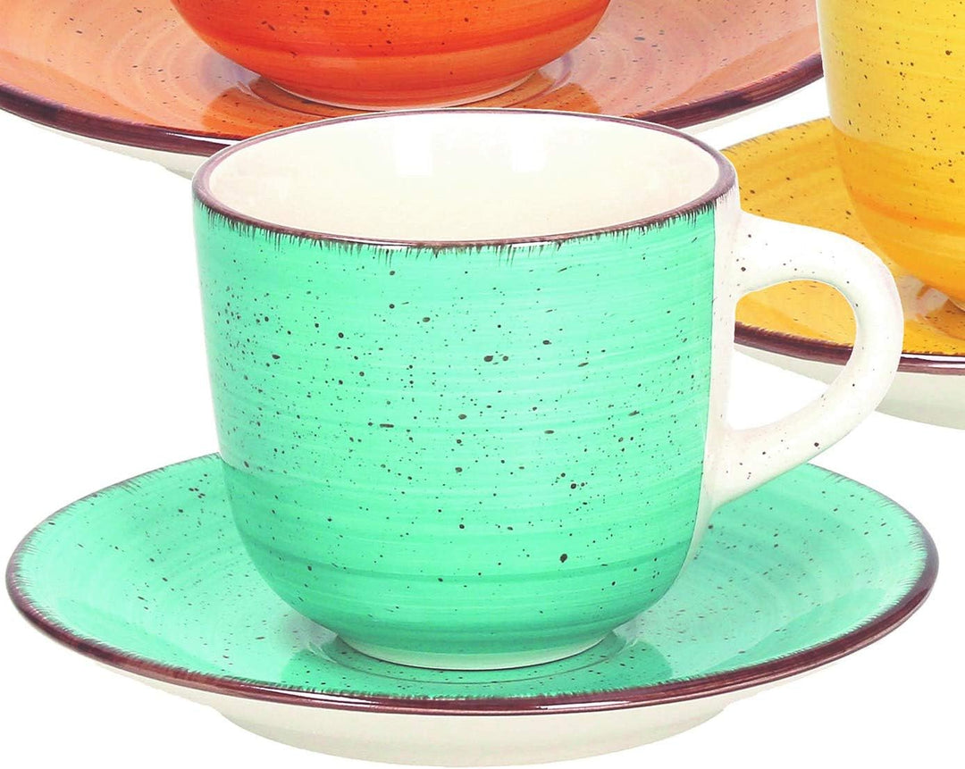 Tognana LS18502M043 Set aus 6 Espressotassen mit Teller, C250 Art & Pepper, Stoneware