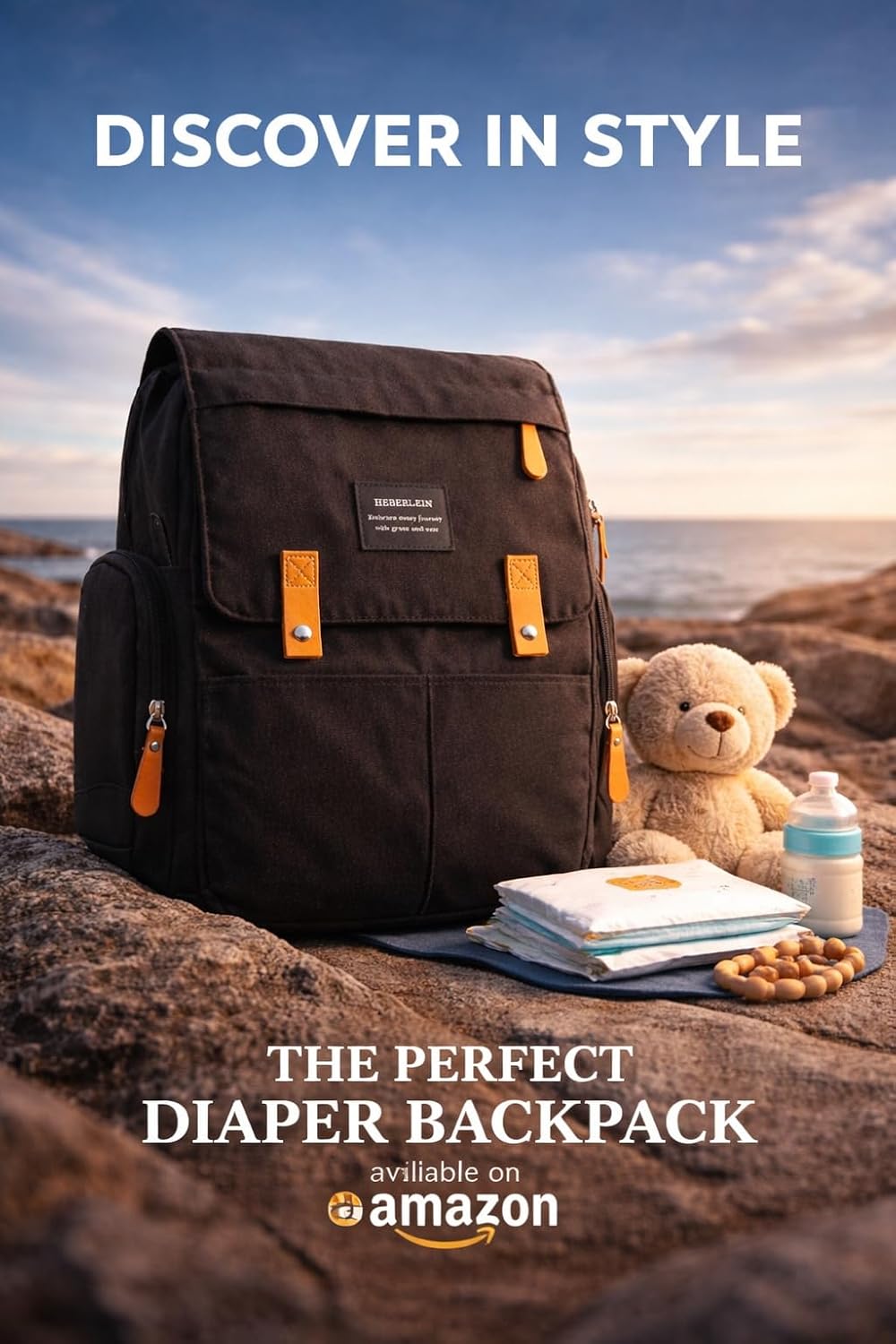 Heberlein Prestige Baby Wickelrucksack - grosse Wickeltasche für Mama & Papa, wasserabweisend mit vi