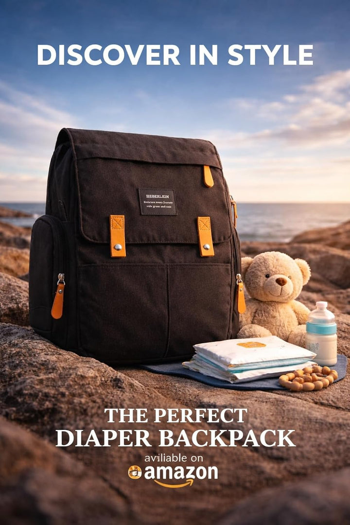 Heberlein Prestige Baby Wickelrucksack - grosse Wickeltasche für Mama & Papa, wasserabweisend mit vi