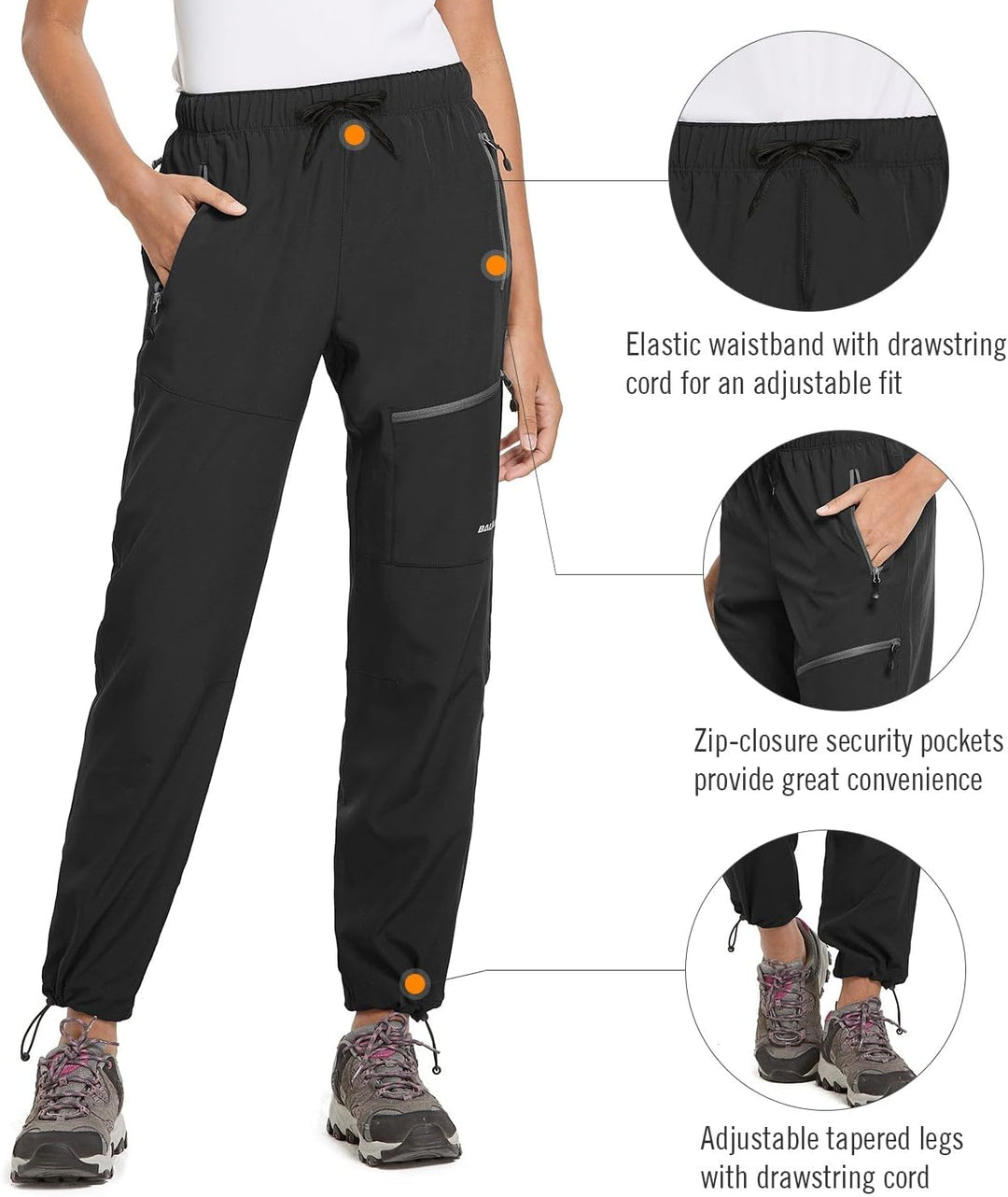 BALEAF Damen Outdoorhose Wanderhose Wasserdicht Schnelltrocknend Leicht Trekkinghose Capris UV Schut