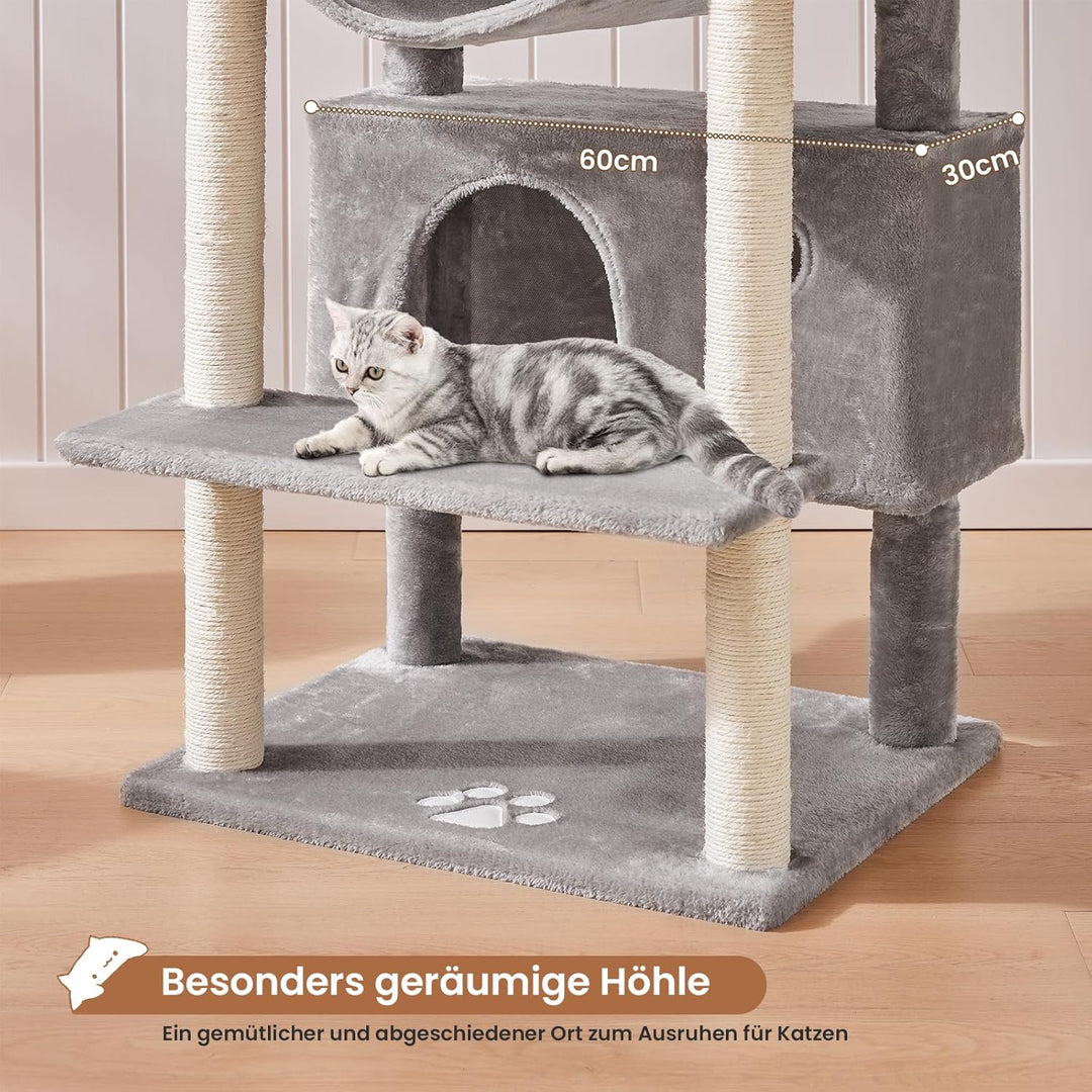 MSmask Kratzbaum gross XXL, Katzenbaum stabil mit 3 Aussichtsplattformen, Katzenkratzbaum für grosse