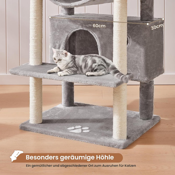 MSmask Kratzbaum gross XXL, Katzenbaum stabil mit 3 Aussichtsplattformen, Katzenkratzbaum für grosse