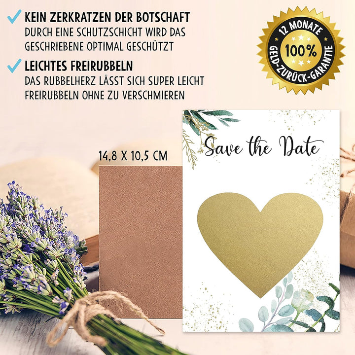 OWLBOOK® 5 Rubbelkarten zum selber beschriften | Save the Date | Rubbellos für eigenen Text | Hochze