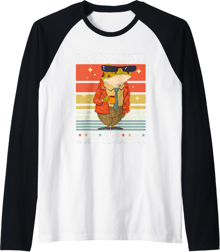 Retro Kröte Sonnenbrille Kaffee - Amphibie Vintage Frosch Raglan
