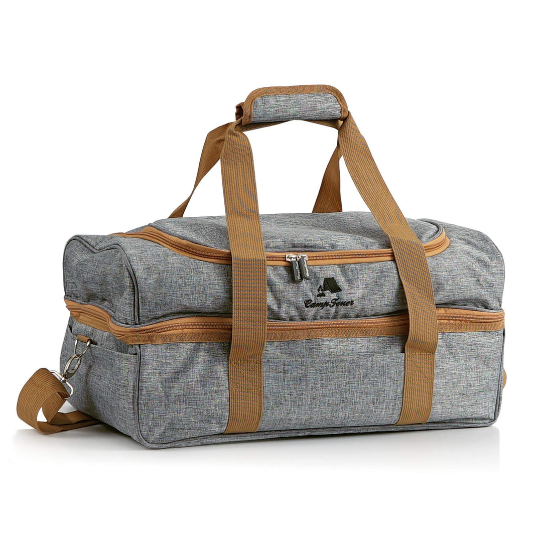 CampFeuer Picknicktasche für 4 Personen | Picknickset 20-teilig | Grau | Kühltasche mit Seitenfächer