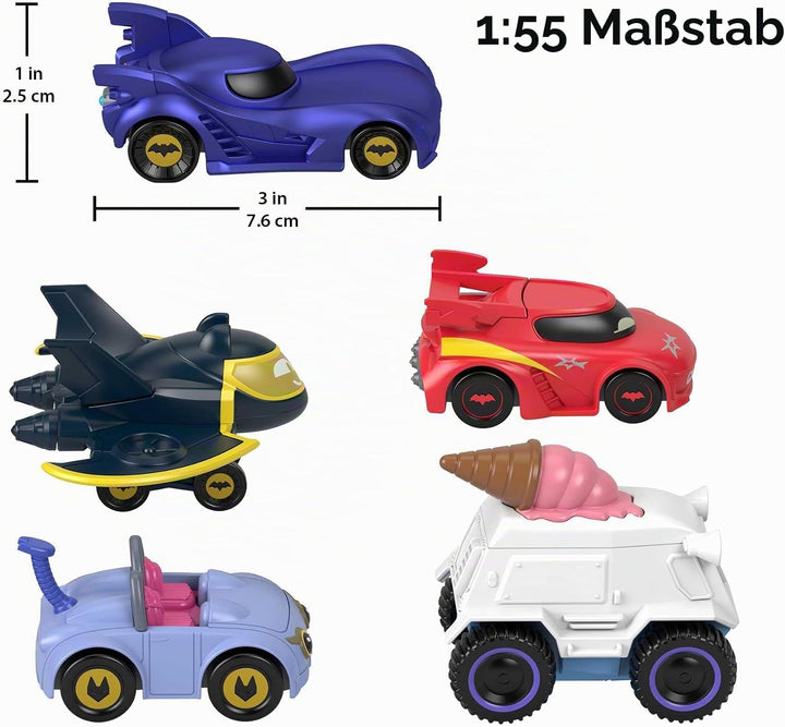 Fisher-Price Bathwheels Fahrzeug Multipack - Batmobil, Redbird, Kitty, Snowy und Batwing im Die-Cast