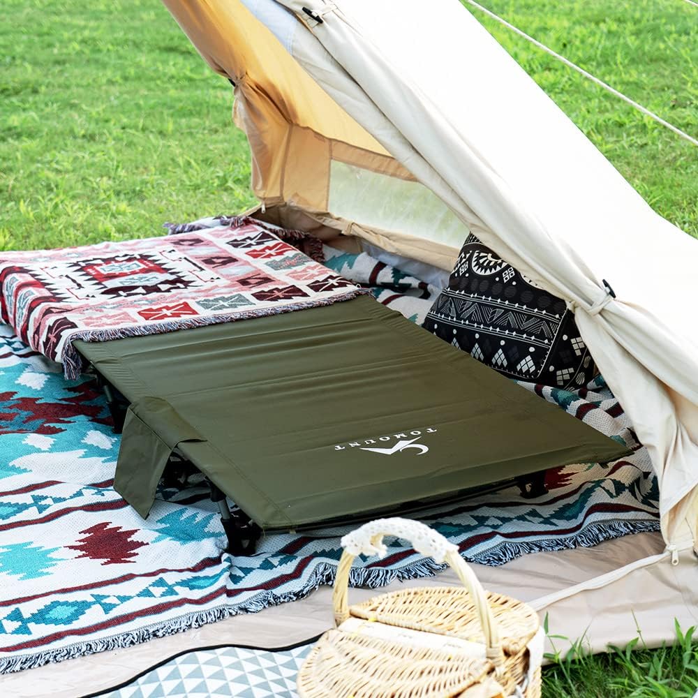 TOMOUNT Feldbett Ultraleichtes Klappbett aus Aluminium Kompaktes tragbares Campingliege einfach zu B