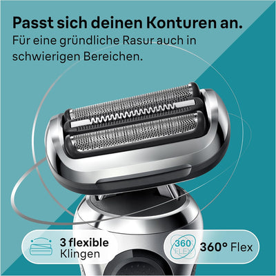 Braun Series 7 Elektrorasierer 360° Flex mit Reinigungsstation, Trimmer & Rasierer Herren Elektrisch