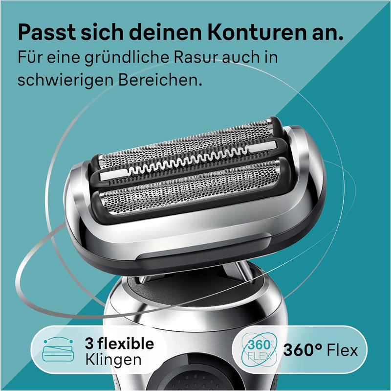 Braun Series 7 Elektrorasierer 360° Flex mit Reinigungsstation, Trimmer & Rasierer Herren Elektrisch