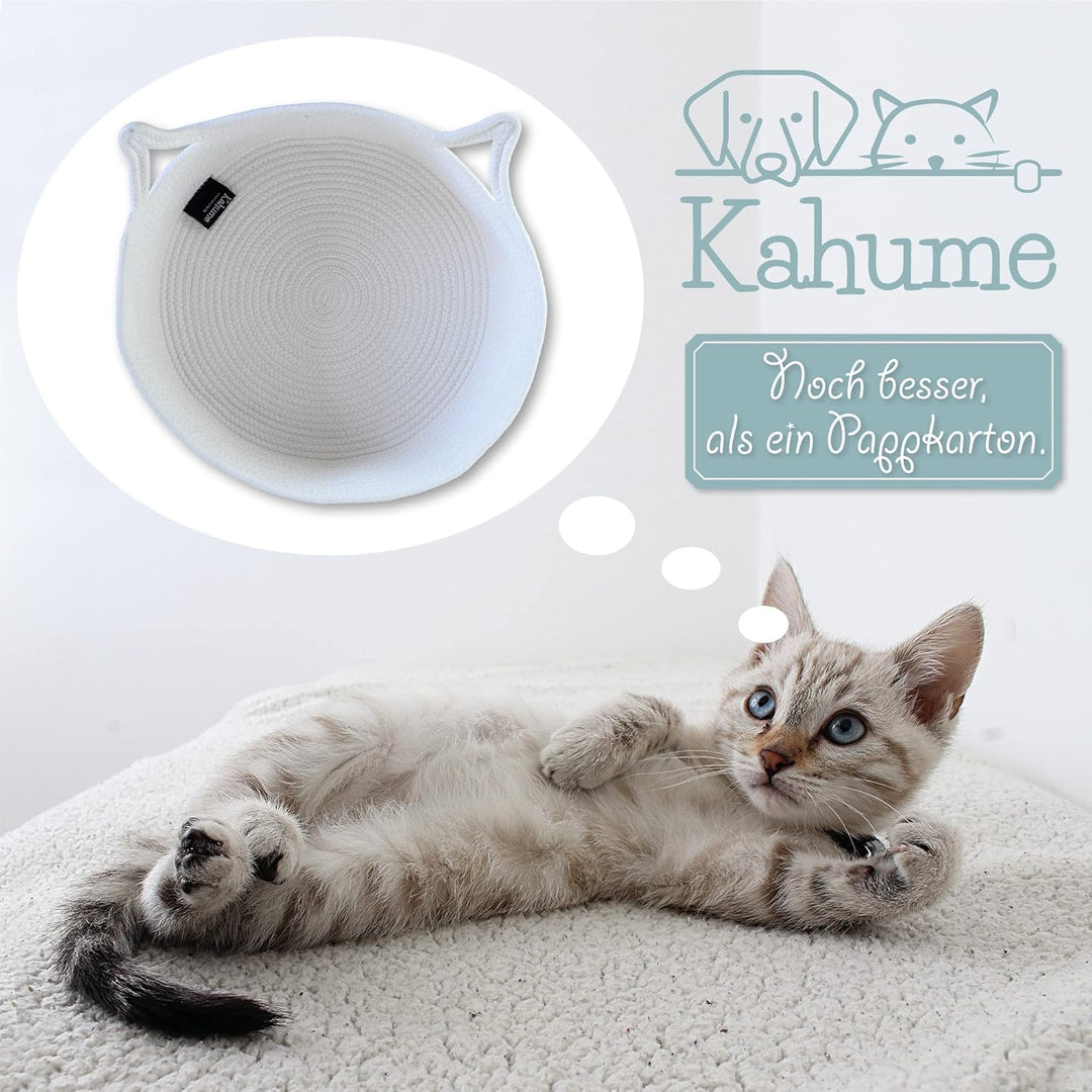 Katzenbett waschbar, Katzenkorb zum Schlafen aus Baumwollseilen, ECO Katzenkörbchen, Hundebett Korb