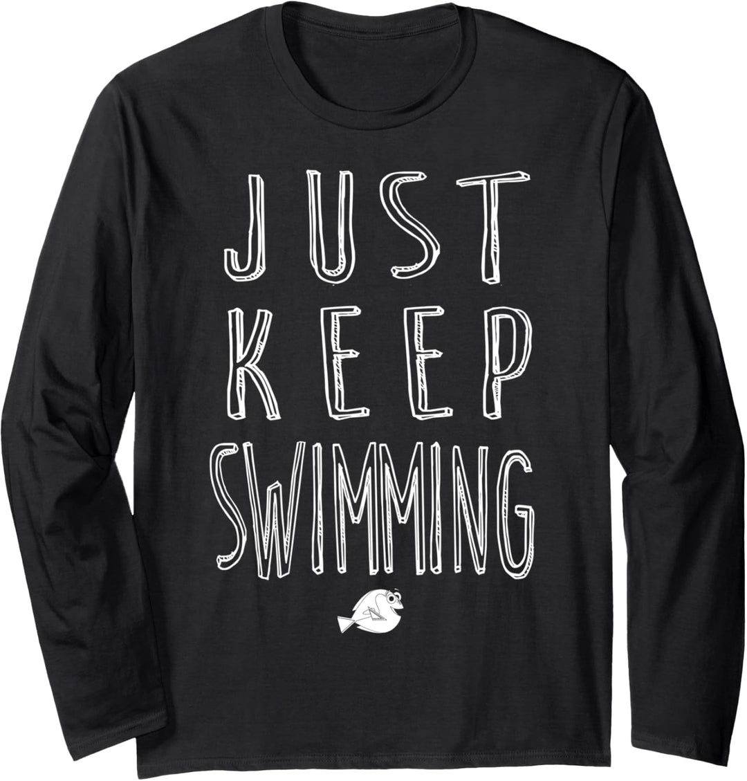Disney Pixar Finding Dory Just Keep Swimming Text Langarmshirt