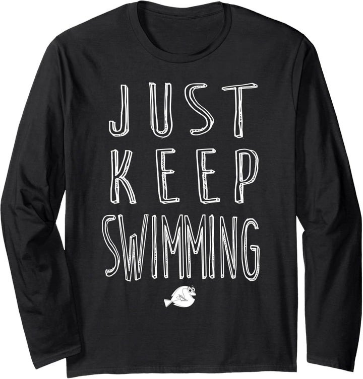 Disney Pixar Finding Dory Just Keep Swimming Text Langarmshirt