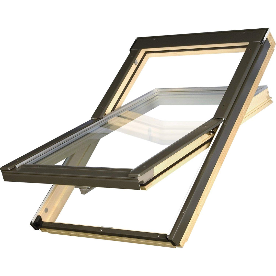 Günstige Dachfenster 66x118 OptiLight B Holz klar lackiert | Schwingfenster mit 2-fach Verglasung |