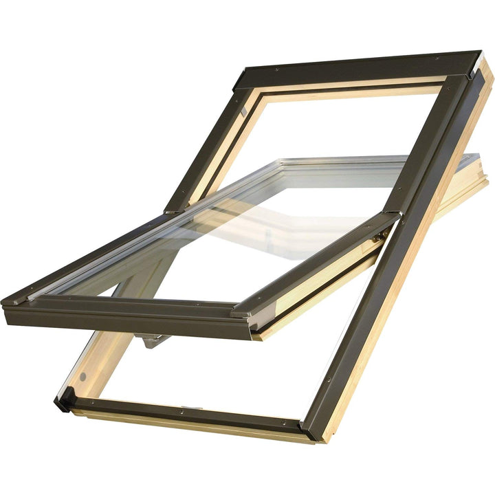 Günstige Dachfenster 55x98 OptiLight B Holz klar lackiert | Schwingfenster mit 2-fach Verglasung | U