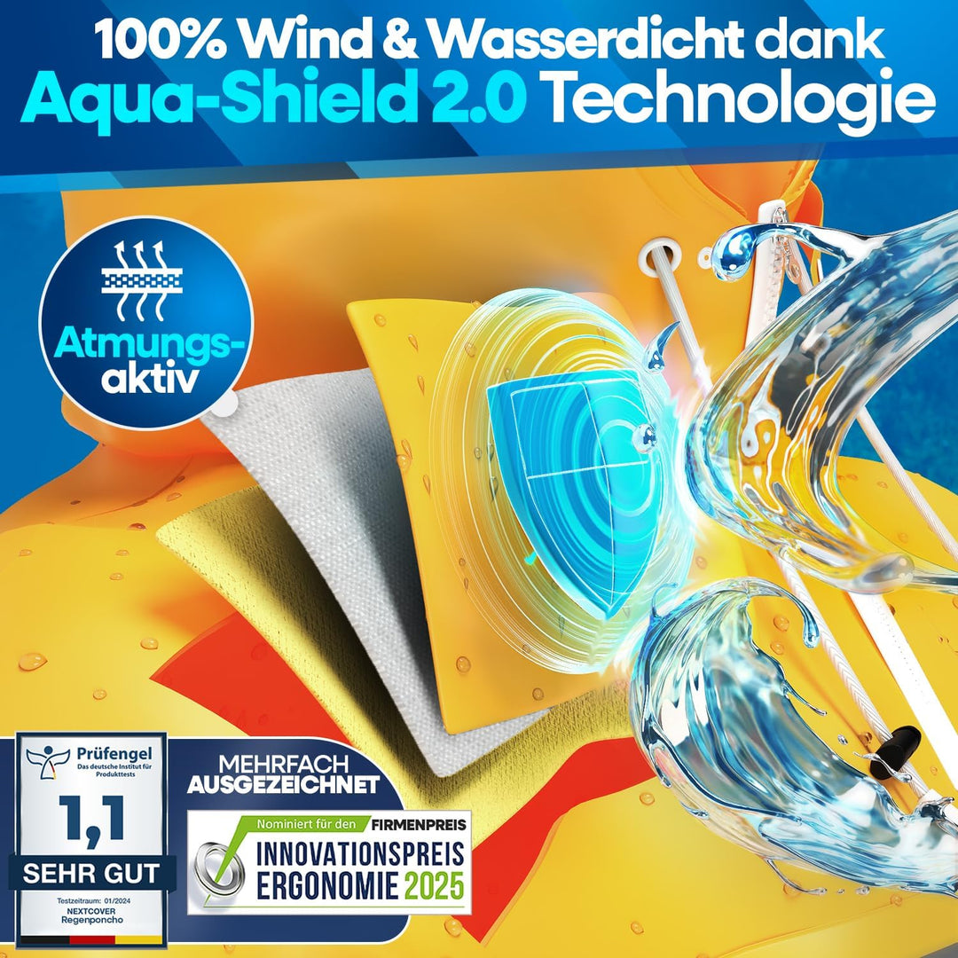 NEXTCOVER® NEU Regenponcho Fahrrad für Damen & Herren - mit [AquaShield 2.0] Technologie I Regenponc
