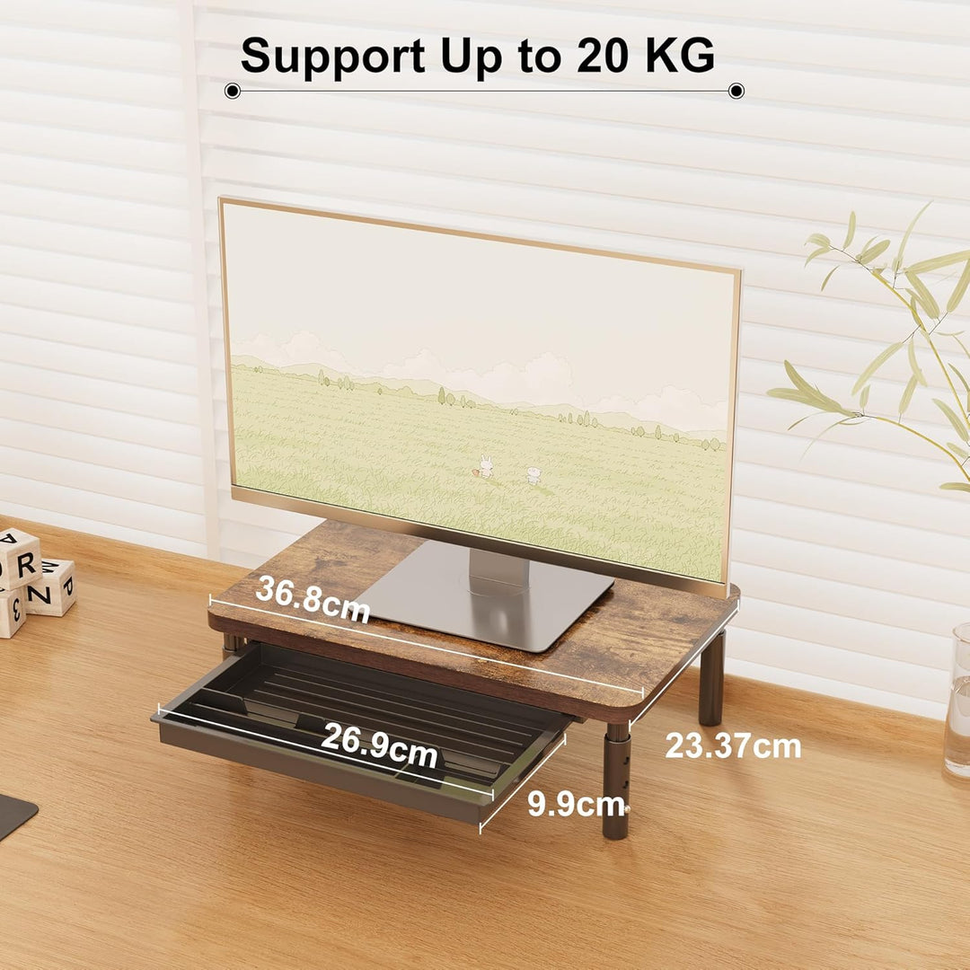 ETHU Monitorständer,3 Höhenverstellbarer (11, 13, 15 cm) Monitorständer mit Aufbewahrungsschublade,