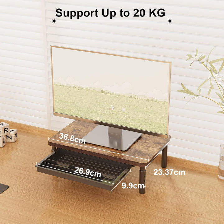 ETHU Monitorständer,3 Höhenverstellbarer (11, 13, 15 cm) Monitorständer mit Aufbewahrungsschublade,