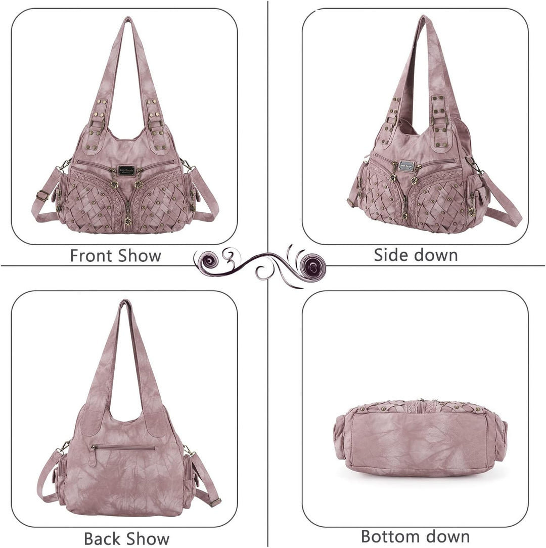 Angel Barcelo Purses and Handbags Women Tote Shoulder Top Handle Satchel Hobo Bags Fashion Washed PU