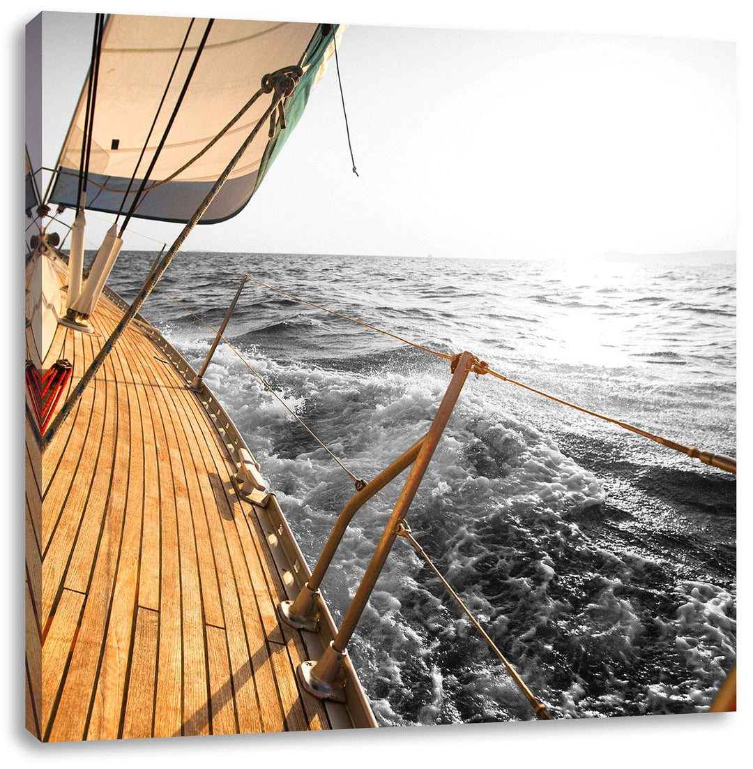 Pixxprint schief liegendes Segelboot als Leinwandbild/Grösse: 70x70 cm/Wandbild/Kunstdruck/fertig be