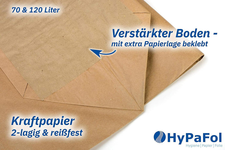 Hypafol Bio Papier Müllbeutel 50 Stück | abbaubare braune Biomüllbeutel für kompostierbare & biologi