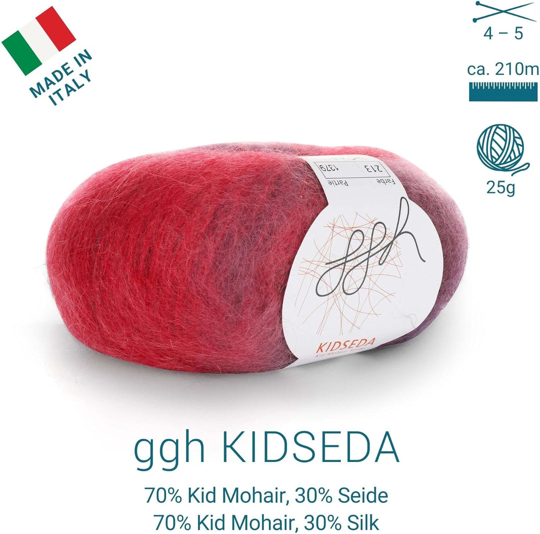 ggh Kidseda Box - 6 Knäuel - Mohairwolle mit Seide zum Stricken - Farbe 213 - Pink-Mauve-Lavendel, 2