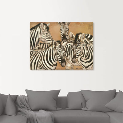 ARTland Leinwandbilder Wandbild Bild auf Leinwand Peter Lang Zebras Tiere Wildtiere Zebra Malerei Or