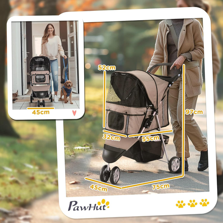 PawHut Hundewagen Hundebuggy Buggy Hunde Katzen Pet Stroller Hunde Buggy Kaffeebraun Kaffeebraun 75L