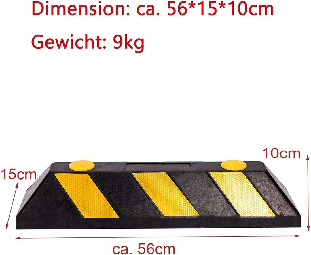 Topgoods 2x Radstopper Gummi Parkplatzbegrenzung mit Reflektoren, Einparkhilfe Garage Privat Parkpla
