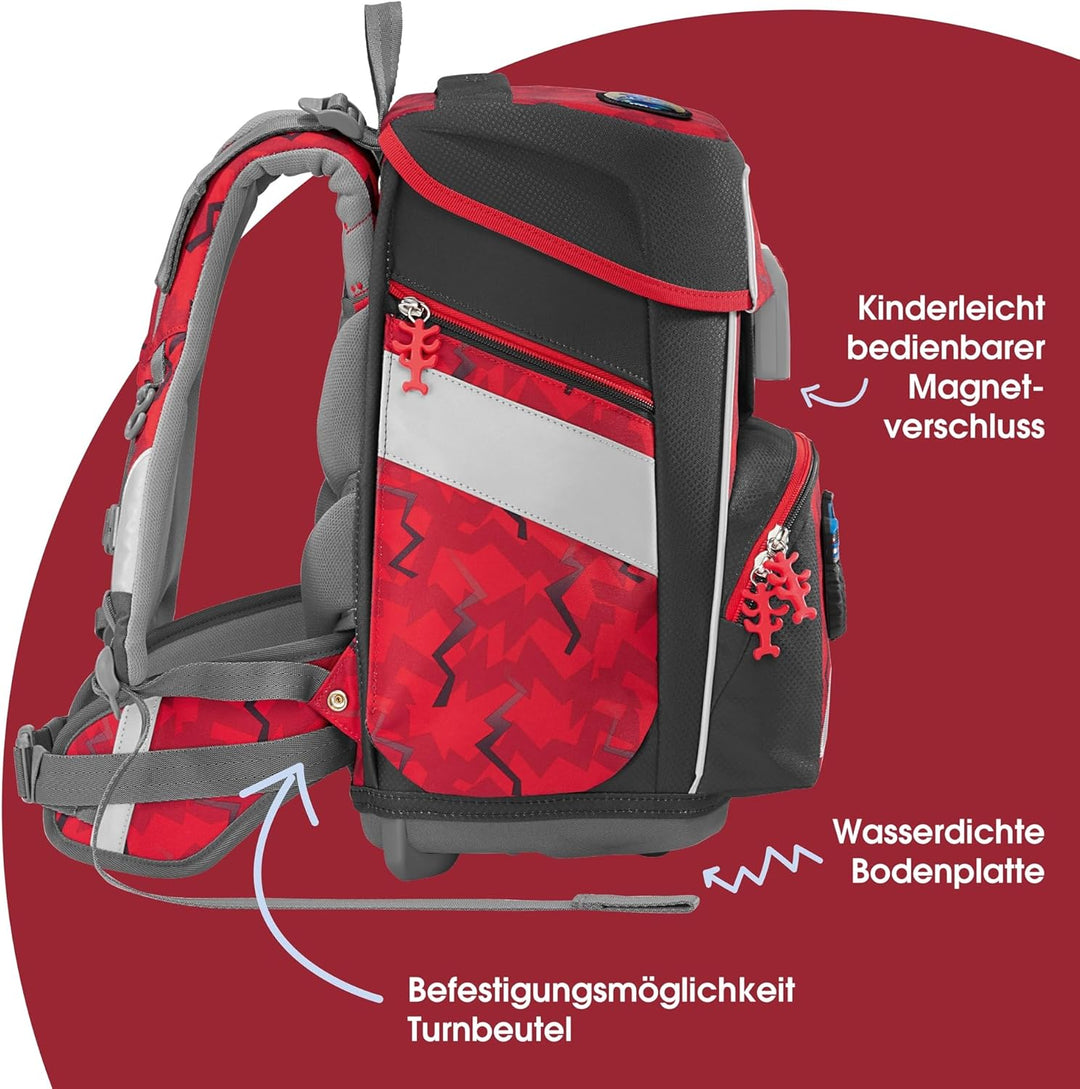 Step by Step Schulranzen-Set Space Monster Truck Rocky, 5-teilig, rot-blau, Auto-Design, ergonomisch