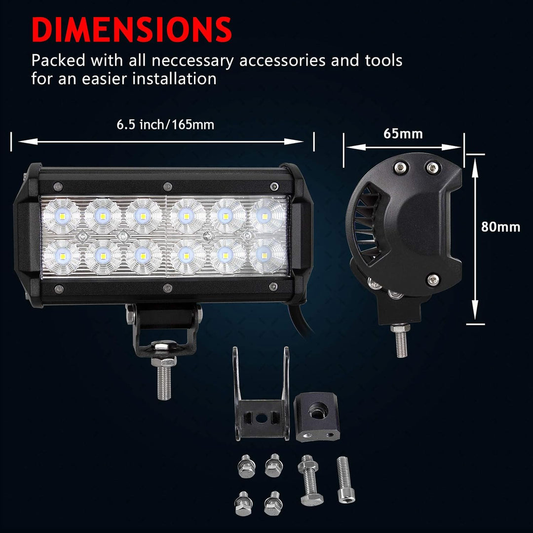 AUXTINGS LED Arbeitsscheinwerfer 7 inch(18 cm) 36W LED Zusatzscheinwerfer 3600LM Auto Scheinwerfer O
