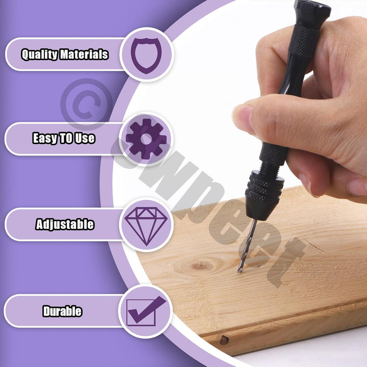 Swpeet 57 Stück Handbohrer Set enthalten Pin Vise Handbohrer, 46 Stück Spiralbohrer und 10 Stück Min