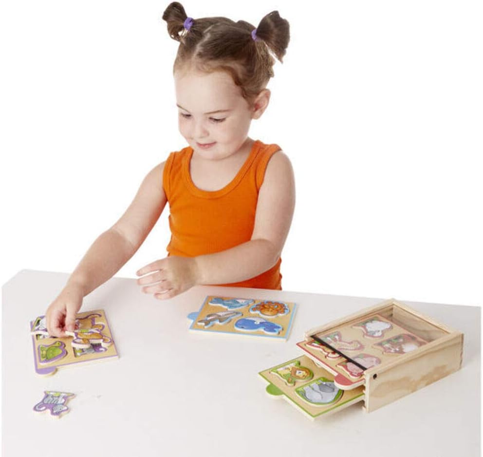 Melissa &amp; Doug 4 Mini-Holzpuzzle - Tiere Einzeln, Einzeln