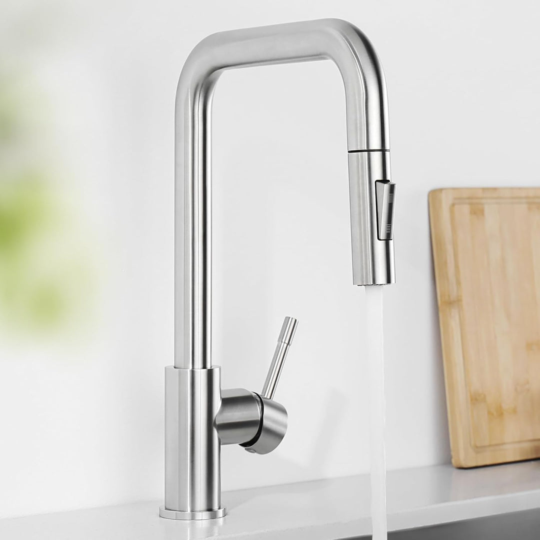 CECIPA Wasserhahn Küche, Küchenarmatur mit Brause Ausziehbar, Mischbatterie Küche mit 2 Strahlarten,